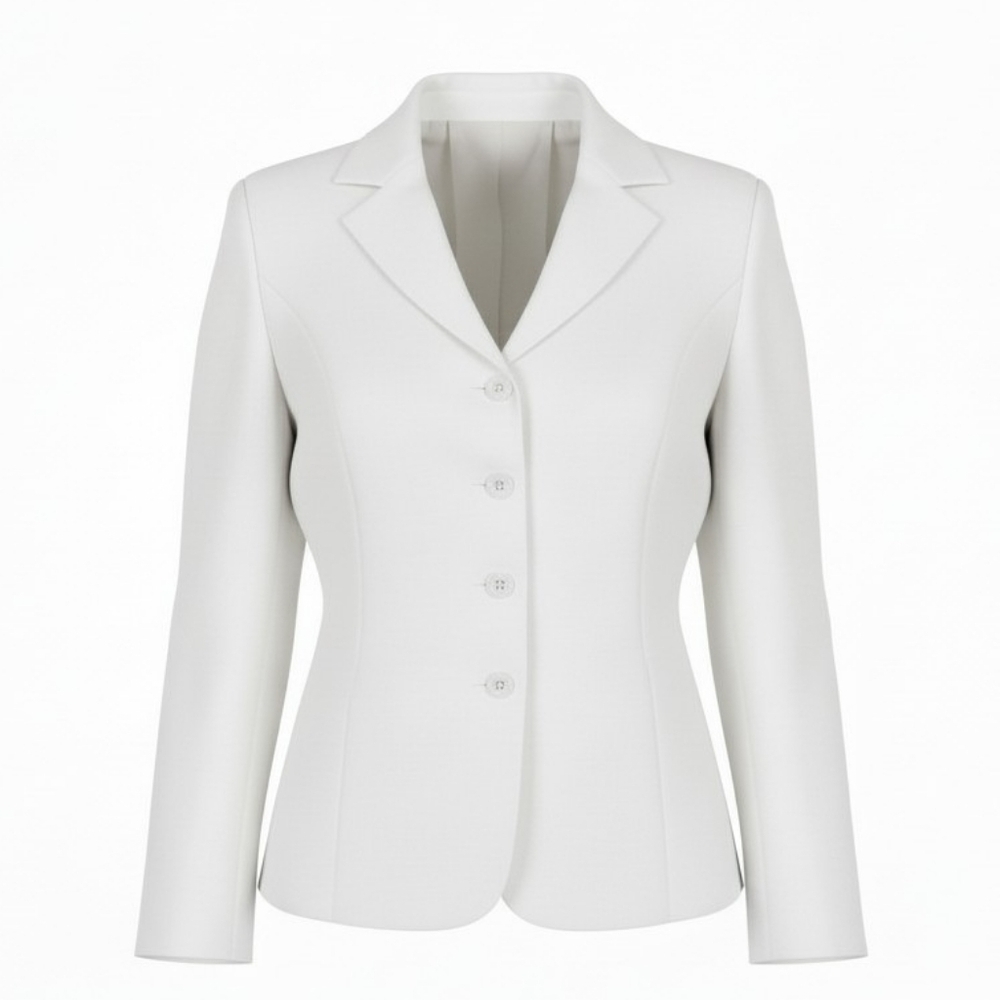 Emily Blazer Plus Size 22W Textured Notch Collar 4 Button Stretch Lined White